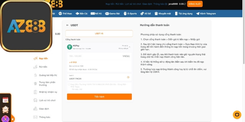 Cách thức giao dịch gửi tiền thông qua USDT