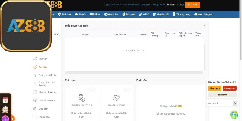 Hướng dẫn rút tiền Az888 qua ngân hàng trực tuyến