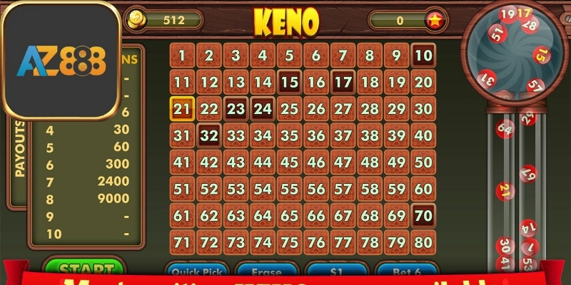 Quy trình đặt cược Keno Az888